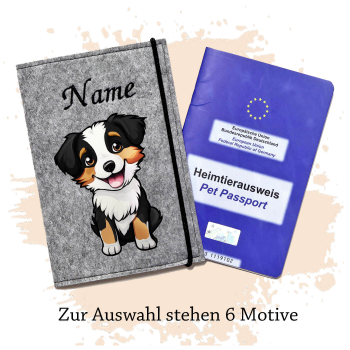 Tierpasshülle für Australian Shepherd black tri